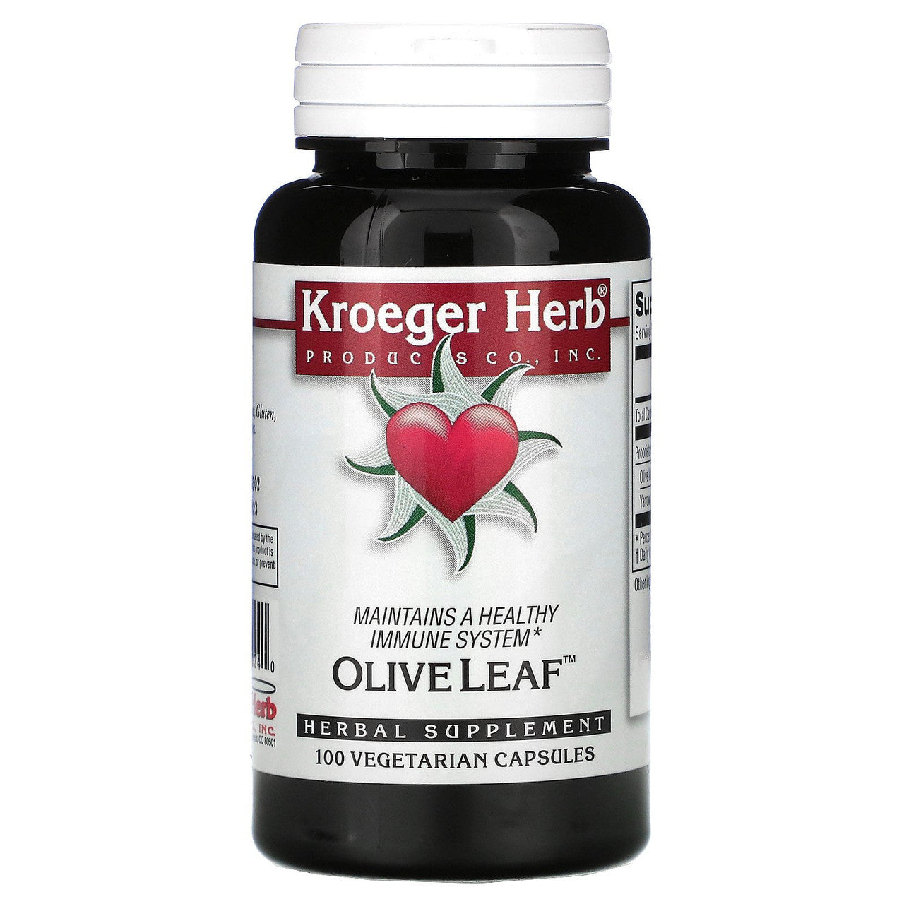 Kroeger Herb Olive Leaf Vegetarian Capsules, 100 Ea